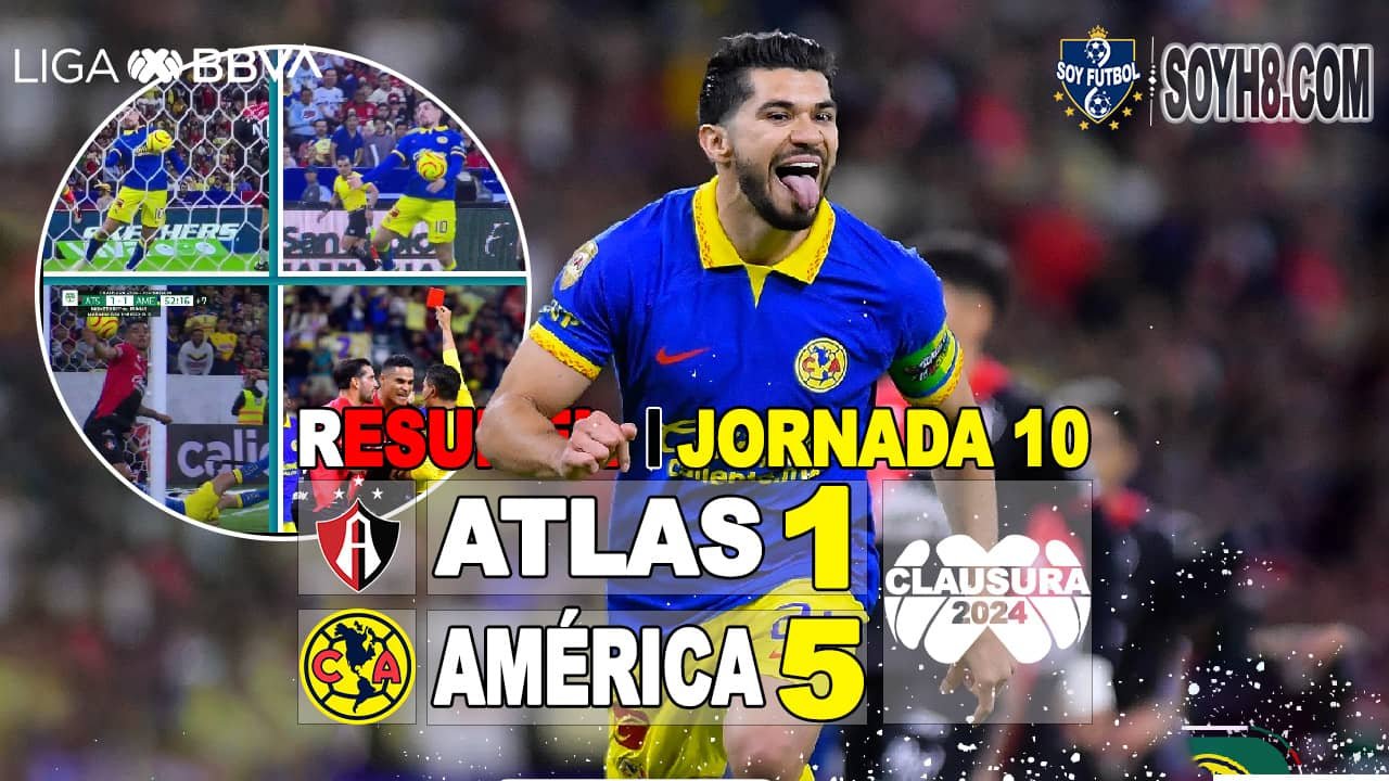 [Vídeo] Resumen y Goles Atlas vs América 15 Liga Mexico Jornada 10