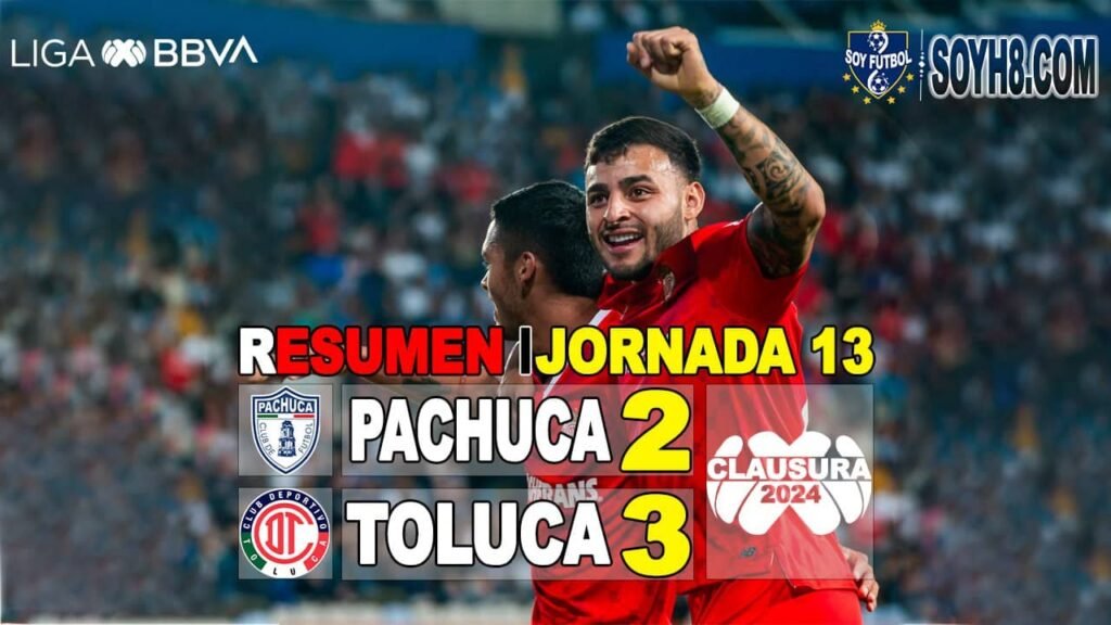 Resumen y Goles Pachuca vs Toluca FC 2-3