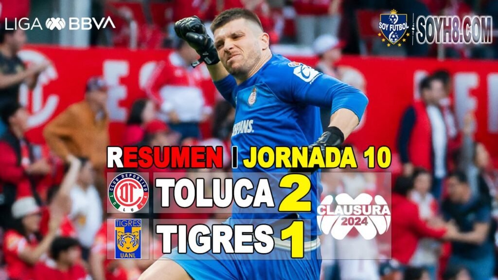 Resumen y Goles Toluca vs Tigres 2-1