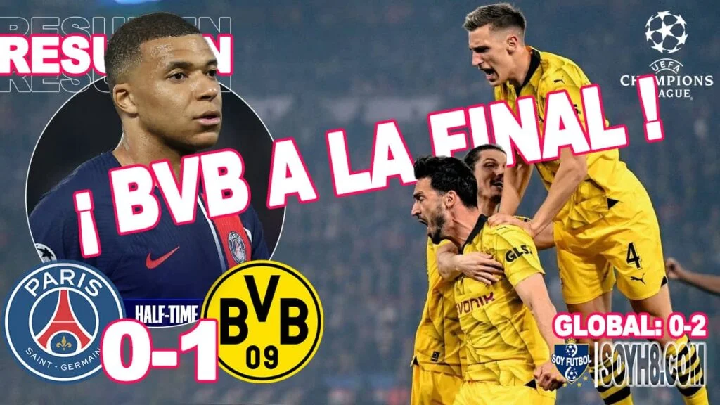 Resumen y Gol PSG vs Dortmund 0-1 Semifinal