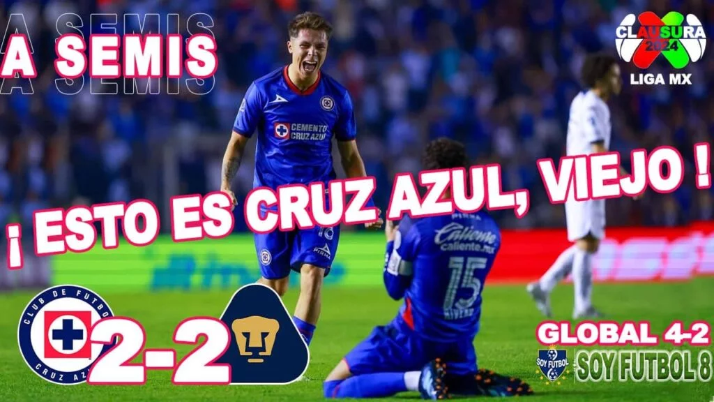 Resumen y Goles Cruz Azul vs Pumas 2-2 Cuarto Final