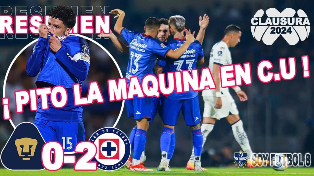 Resumen y Goles Pumas vs Cruz Azul 0-2 Cuartos Final